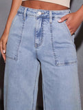 High Waist Washed Wide Leg Jeans