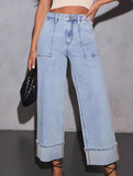 High Waist Washed Wide Leg Jeans