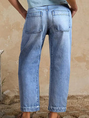 Wide Leg Cropped Denim Jeans
