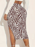 High-waisted zebra-print skirt