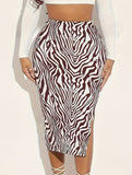 High-waisted zebra-print skirt