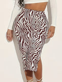 High-waisted zebra-print skirt