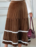 Lace velvet large swing A-line skirt skirt