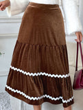 Lace velvet large swing A-line skirt skirt