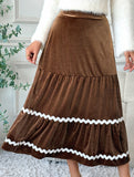Lace velvet large swing A-line skirt skirt