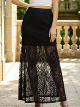 Lace high-waisted slim-fit bodycon skirt