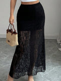 Lace high-waisted slim-fit bodycon skirt