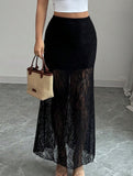 Lace high-waisted slim-fit bodycon skirt