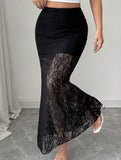 Lace high-waisted slim-fit bodycon skirt