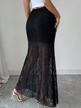 Lace high-waisted slim-fit bodycon skirt