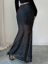 Double-layer mesh high-waisted slim-fit midi skirt