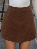 Casual high-waisted corduroy mini skirt