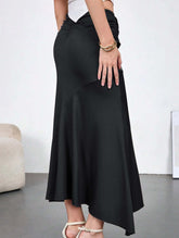 Irregular high-waisted slim-fit bodycon skirt