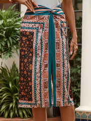 Vintage Floral Slit High Waist A Line Skirt_CWBMS00562