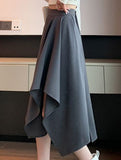Irregular A Line Midi Skirt