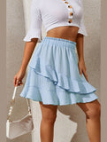 Women Ruffled High Elastic Waist Short Skirt_Cwbms0063