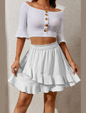 Women Ruffled High Elastic Waist Short Skirt_Cwbms0063