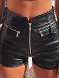 Casual high-waisted PU shorts