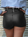 Casual high-waisted PU shorts