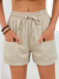 Women's drawstring elastic waist loose shorts