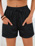 Women's drawstring elastic waist loose shorts