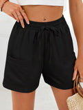 Women's drawstring elastic waist loose shorts