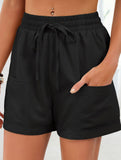 Women's drawstring elastic waist loose shorts
