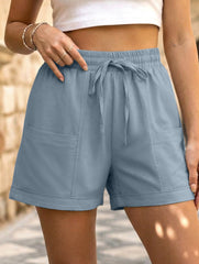 Women's drawstring elastic waist loose shorts