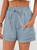 Women's drawstring elastic waist loose shorts