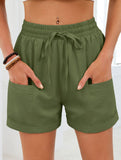 Women's drawstring elastic waist loose shorts