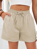 Women's drawstring elastic waist loose shorts