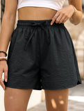 Women's drawstring elastic waist loose shorts