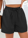 Women's drawstring elastic waist loose shorts