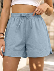 Women's drawstring elastic waist loose shorts