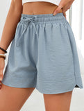 Women's drawstring elastic waist loose shorts