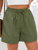 Women's drawstring elastic waist loose shorts