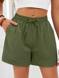 Women's drawstring elastic waist loose shorts