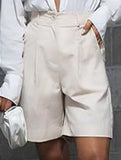 High Waist Wide Leg Suit Shorts