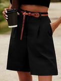 High Waist Wide Leg Suit Shorts