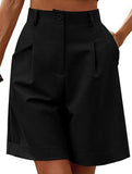 High Waist Wide Leg Suit Shorts