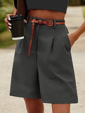 High Waist Wide Leg Suit Shorts