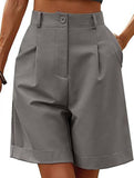 High Waist Wide Leg Suit Shorts