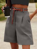 High Waist Wide Leg Suit Shorts