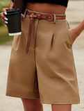 High Waist Wide Leg Suit Shorts