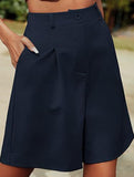 High Waist Wide Leg Suit Shorts