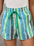 Stripe Drawstring Beach Shorts