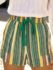 Stripe Drawstring Beach Shorts