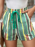 Stripe Drawstring Beach Shorts