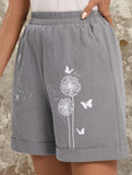 Dandelion Print Linen Pocket Shorts