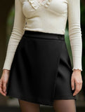 High-waisted slim-fit solid color skirt